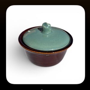 Vintage Red Wing Provincial Oomph Individual Lidded Casserole Brown Green USA